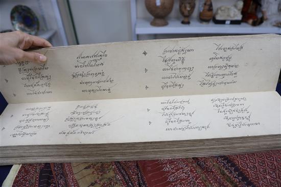 A Thai Buddhist sutra in a gilt-decorated lacquered wood box, late 19th century, W.85cm x D.32cm